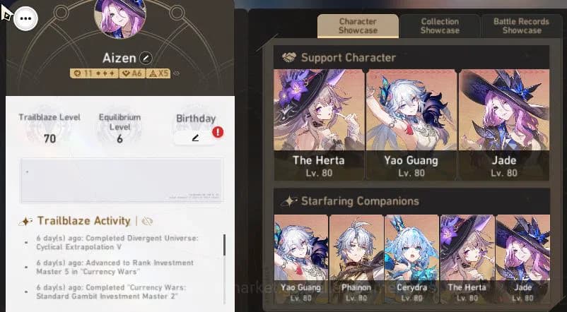 Honkai Star Rail Accounts Asia|TL 70|The Herta Team|13 Limited|[Phainon,Yao image 2