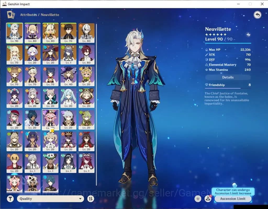 Genshin Impact Accounts ASIA|AR 52|5Limited +30(*4Character)|NeuvilleteC1, image 3