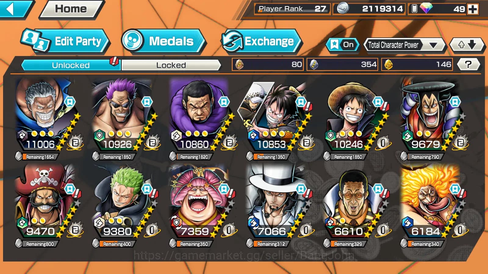 One Piece Bounty Rush Accounts Global | 8EX | 2 MAX |DO Kuri Kozuki Oden,LH Grap image 2