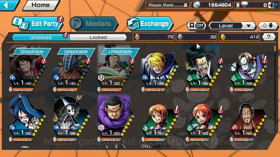 One Piece Bounty Rush Accounts Global|5 EX |TFE Marshal D.Teach,BP Kuzan,G5 Monke image 4