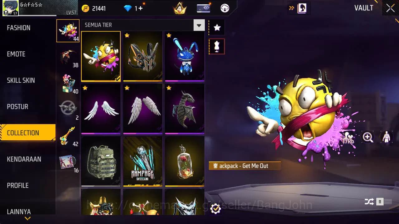 Free Fire Accounts Indonesia, Vault 188, EVO xm8 lv 4, bundle sasuke, image 5