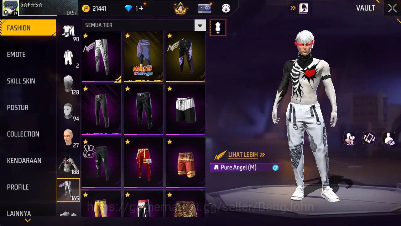 Free Fire Accounts Indonesia, Vault 188, EVO xm8 lv 4, bundle sasuke, image 7
