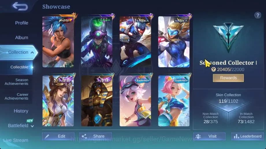 Mobile Legends: Bang Bang Accounts Hero 83|Skin 119|Max Emblem|KOF Karina,SABER[Freya image 3