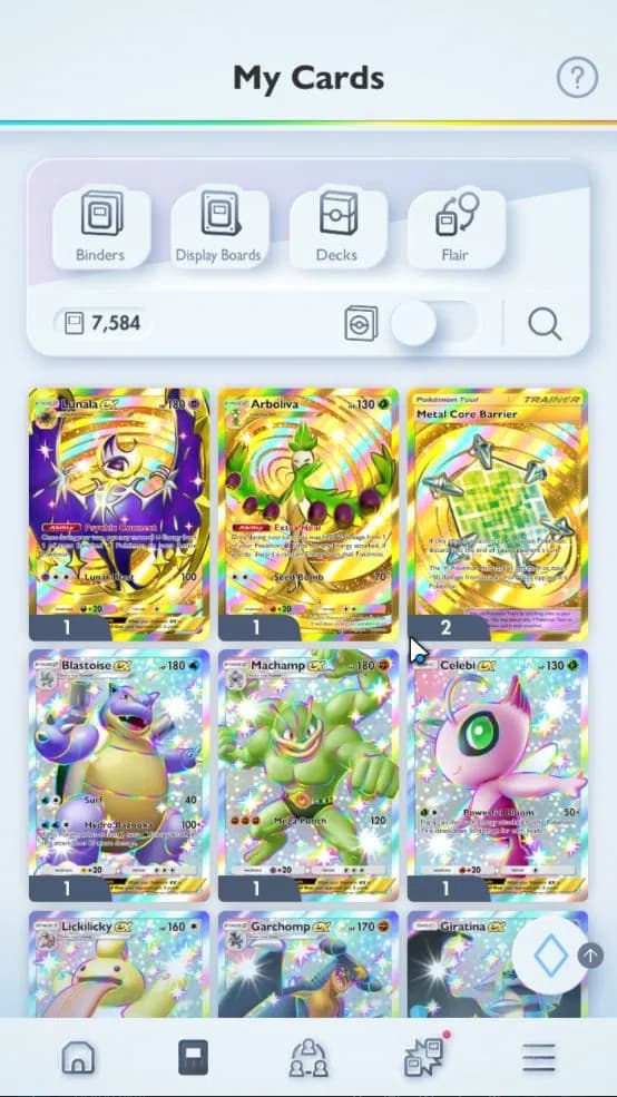 Pokémon TCG Pocket Accounts EN 7,5K Card|181 EX|4 Crown [Lunala,Arboliva,Metal image 1