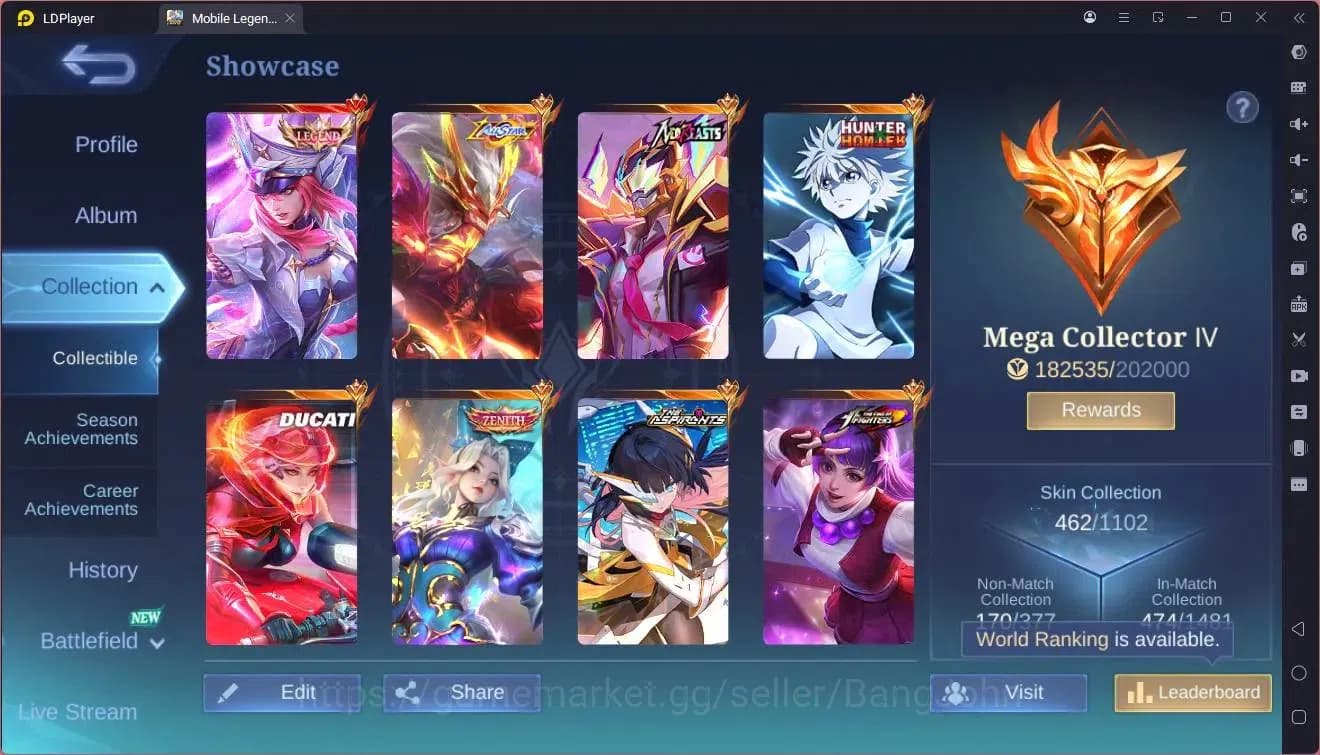 Mobile Legends: Bang Bang Accounts GLOBAL Hero 132 Skin 462|Legend freya|Allstar mosk image 8