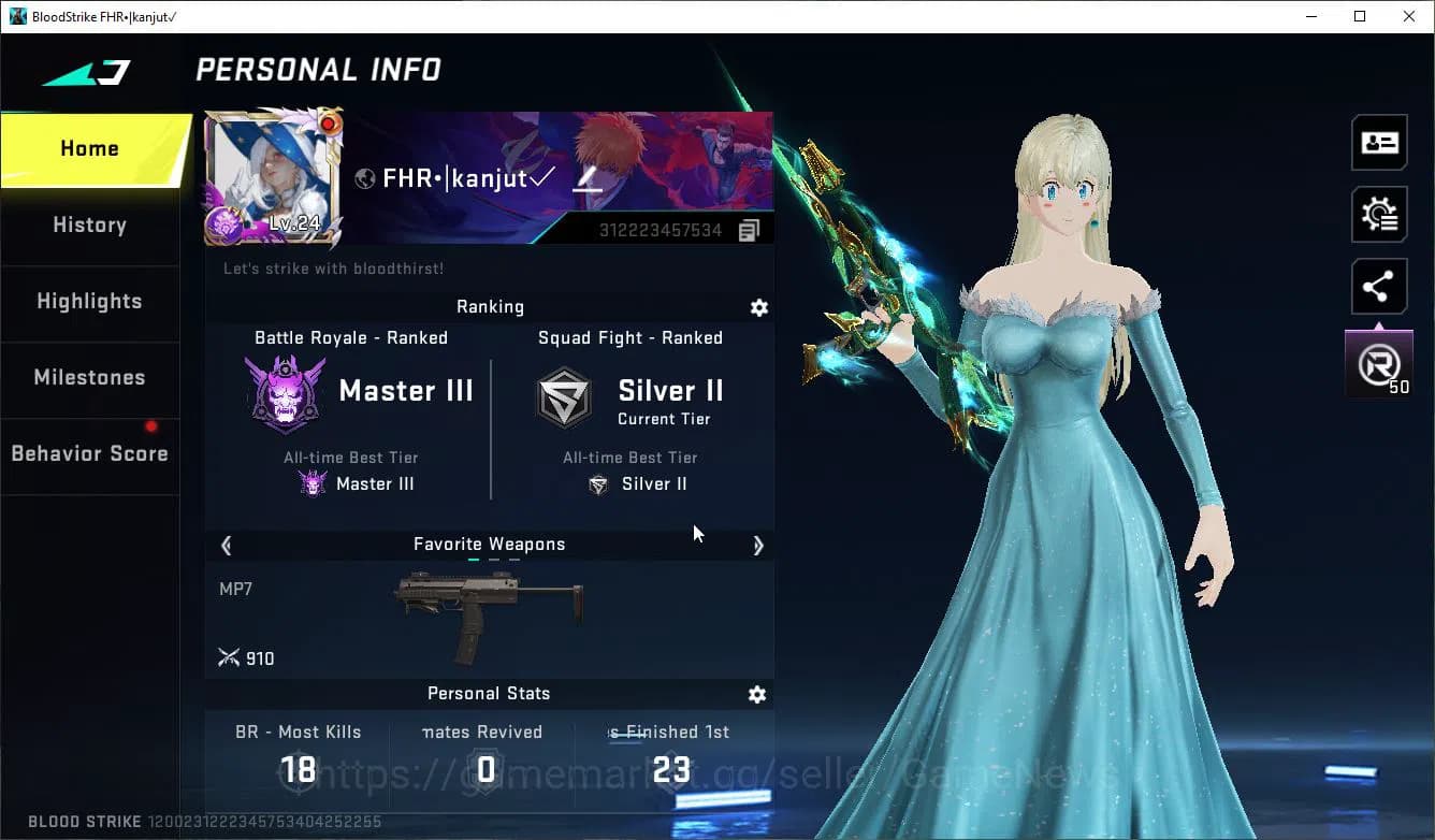 Blood Strike Accounts ASIA|Collab 7DS (Emma-Elizabeth,AK47-Rhita,Karl98, image 2