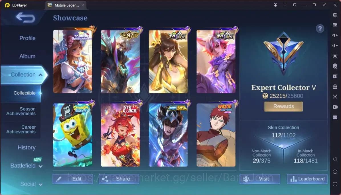 Mobile Legends: Bang Bang Accounts GLOBAL Hero 52 Skin 112|Sanrio Floryn|Meowkin Hunt image 9