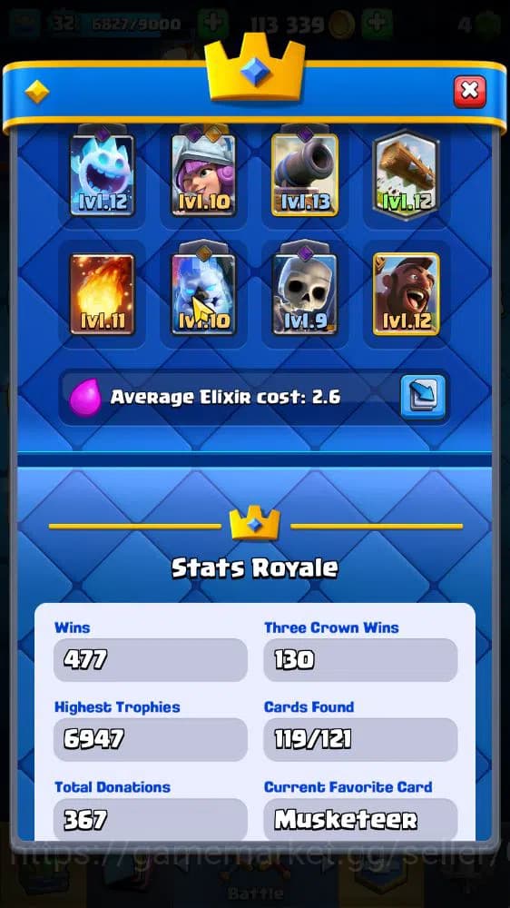 Clash Royale Accounts Lv 32|Trophy 6802|KTL 11|Limited Skin|Card 119|2 H image 3