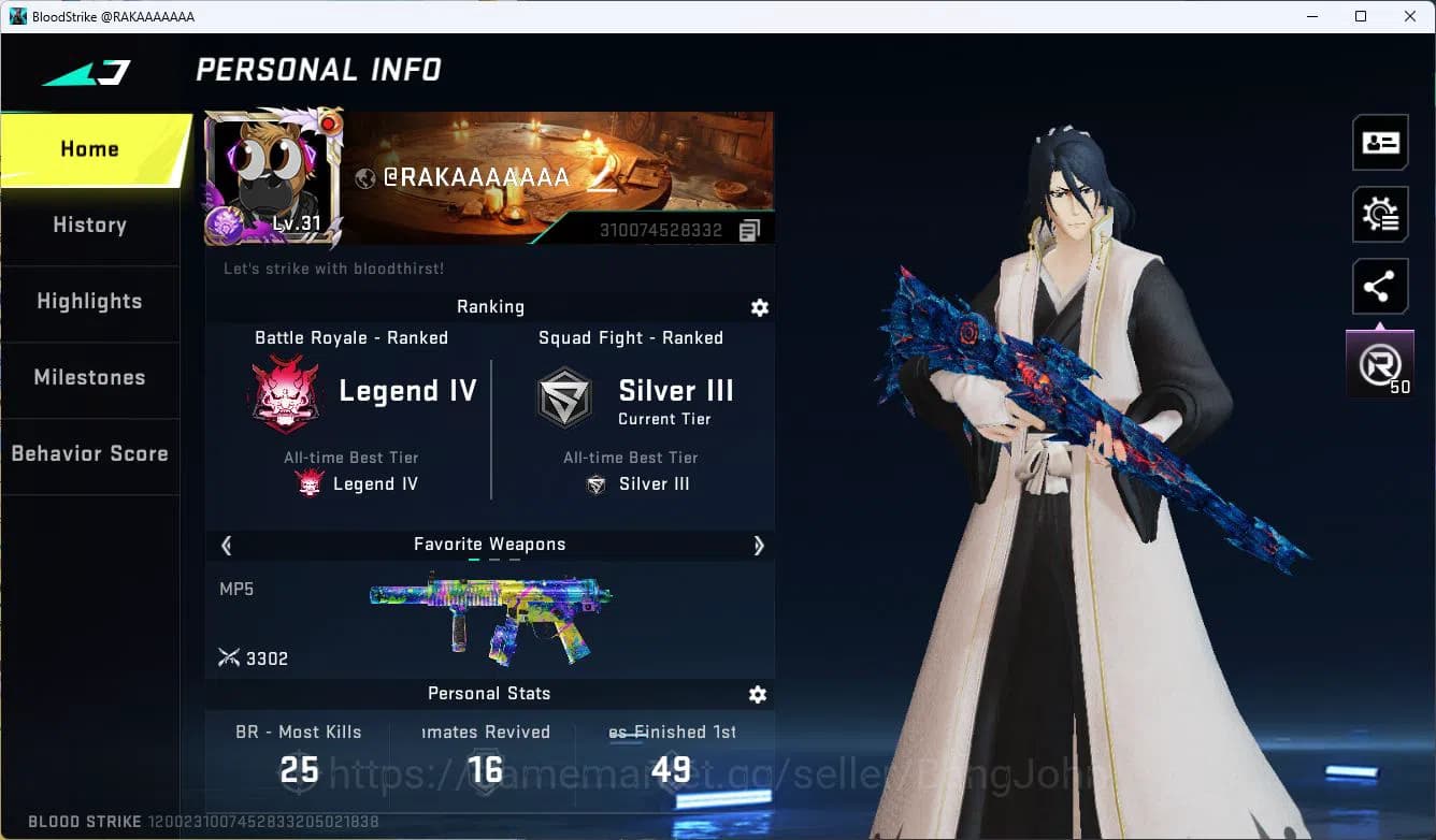 Blood Strike Accounts ASIA|ETERNAL=KALA(LVL1)|COLAB=KAR98K,QBZ95|LIMITED image 15