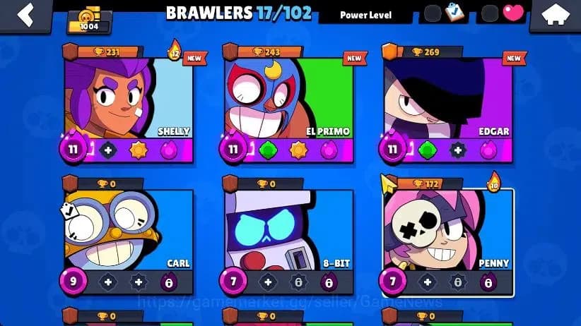 Brawl Stars Accounts 1004 Trophy|17 Brawlers 3 Max Lv [Edgar,Primo,Shel image 3