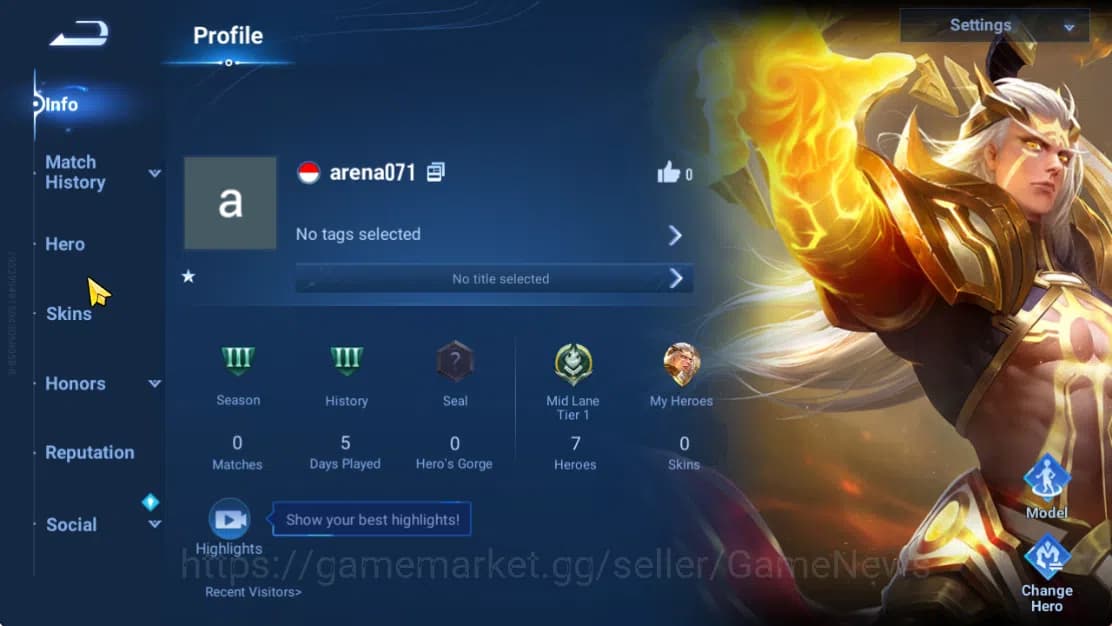 Honor of Kings Accounts Hero 7 |Starter with Legend Skin Selection Chest(D image 4