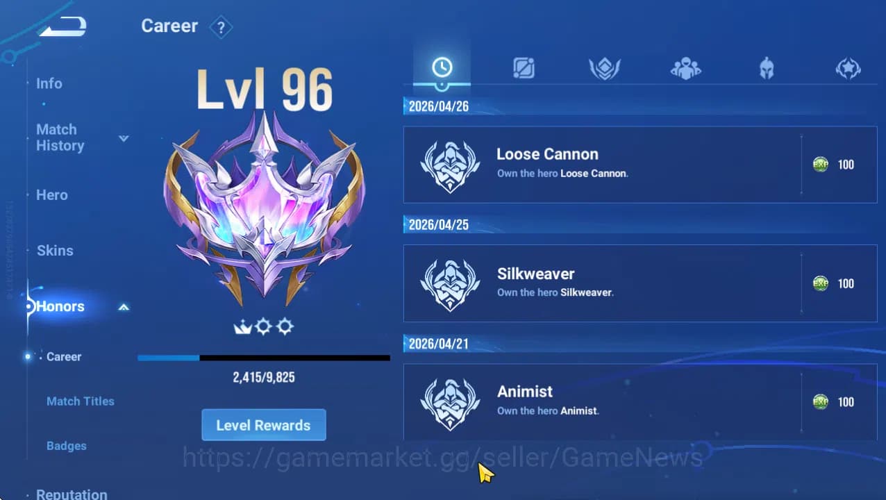 Honor of Kings Accounts Hero 108 Skin 148|Seafarer(LNY24),Luna(KIC),3Legen image 7