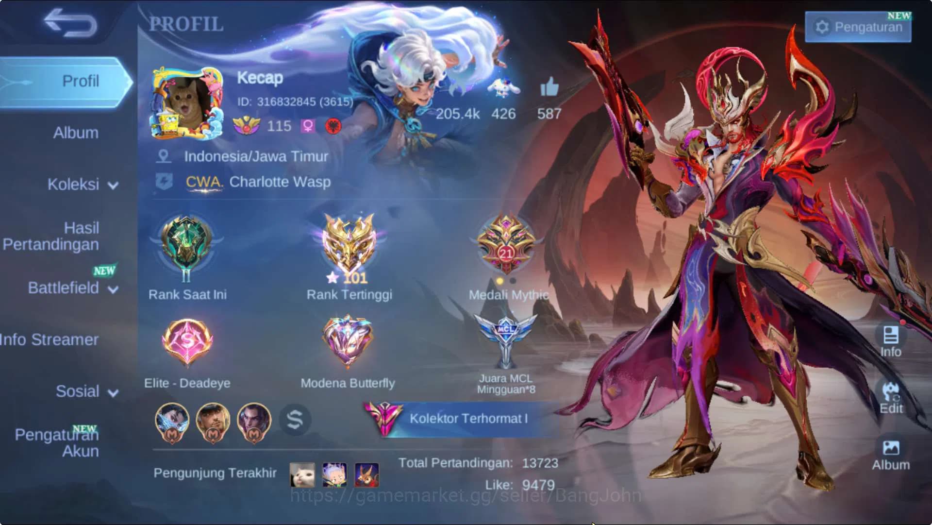 Mobile Legends: Bang Bang Accounts Hero 132 Skin 404 | Legend Miya, Sanrio Cloude, Ne image 1