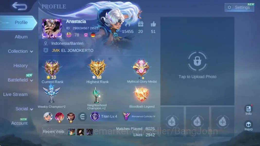 Mobile Legends: Bang Bang Accounts Global|Hero 132|Skin 258|Renowned|ANN Lesly|Coll N image 1
