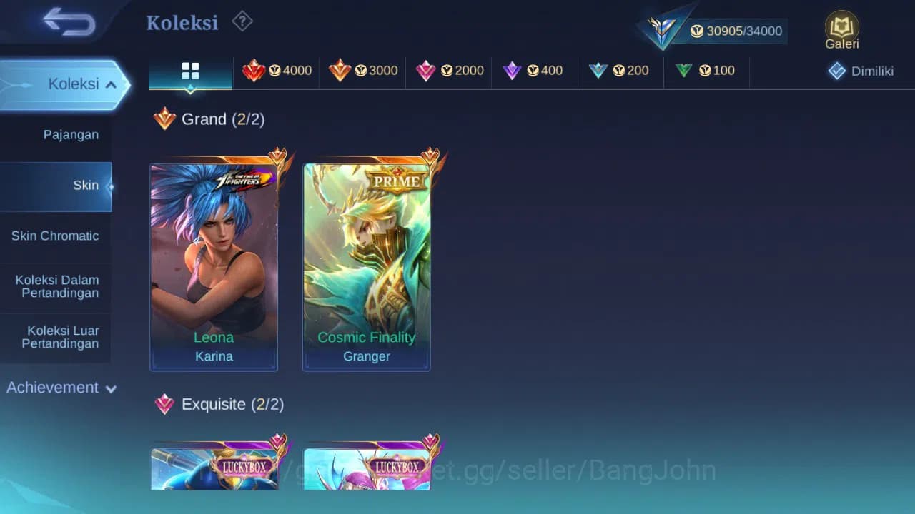 Mobile Legends: Bang Bang Accounts GLOBAL Hero 76 Skin 107 | Prime Granger | Luckybox image 1