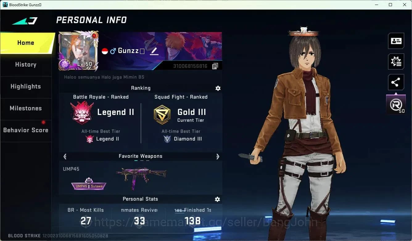 Blood Strike Accounts ASIA | 5 Collab Skins | 1 Limited Skins | 2 Melee| image 1