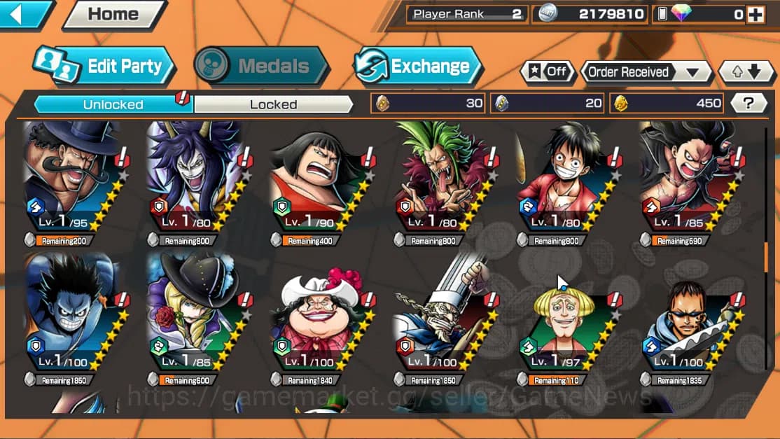 One Piece Bounty Rush Accounts Global|5EX|The4Emperor Teach,WI Trafalgar Law,GP N image 8