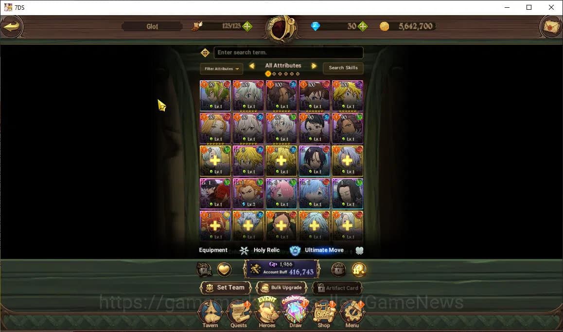 The Seven Deadly Sins: Grand Cross Accounts Global|416K CC|30 DM|1 LR+3 UR+ Collab ReZero|Helb image 11