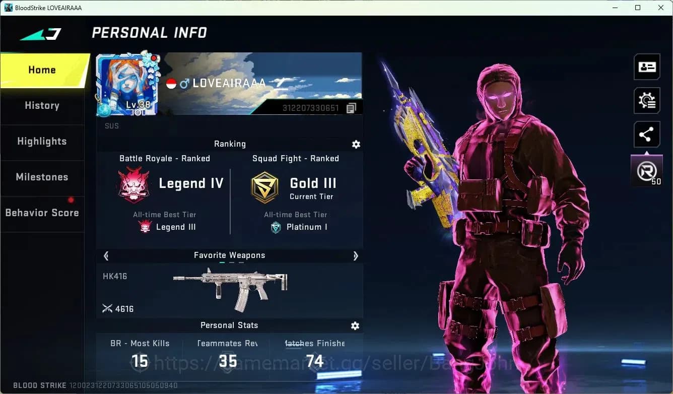 Blood Strike Accounts ASIA | 2 Collab Skins | Limited RPK-Vermilion Sile image 1