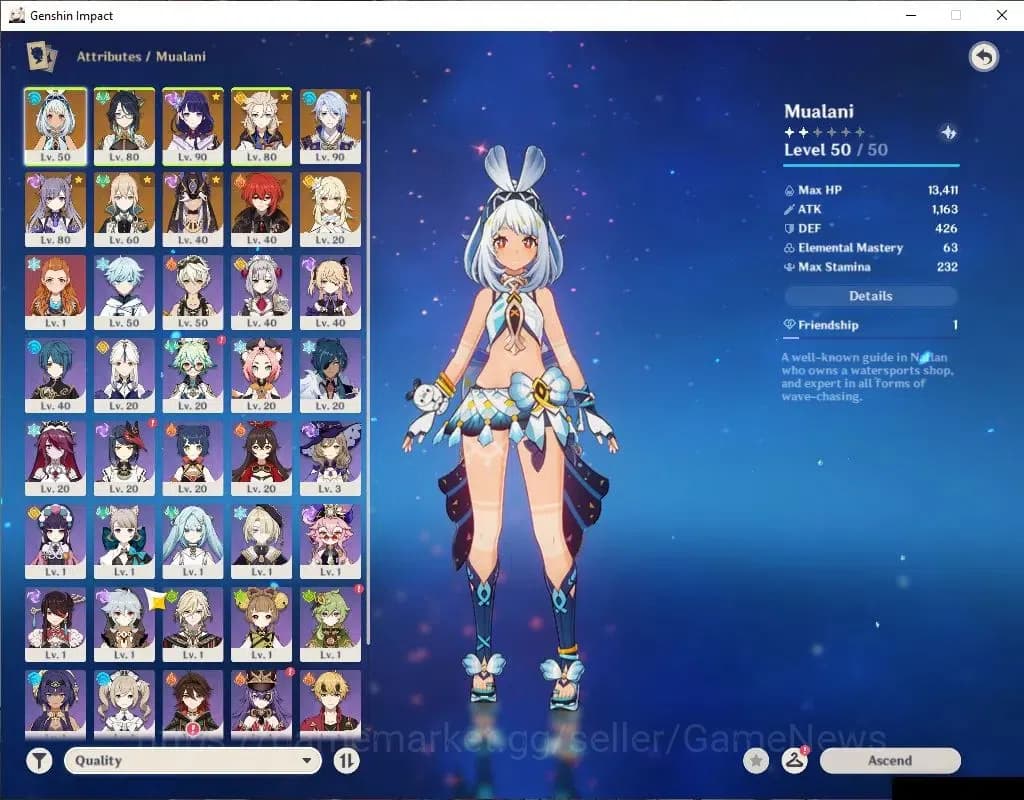 Genshin Impact Accounts ASIA |AR 55|6 Limited+6(*5Weapon)|Mualani,Raiden,X image 3