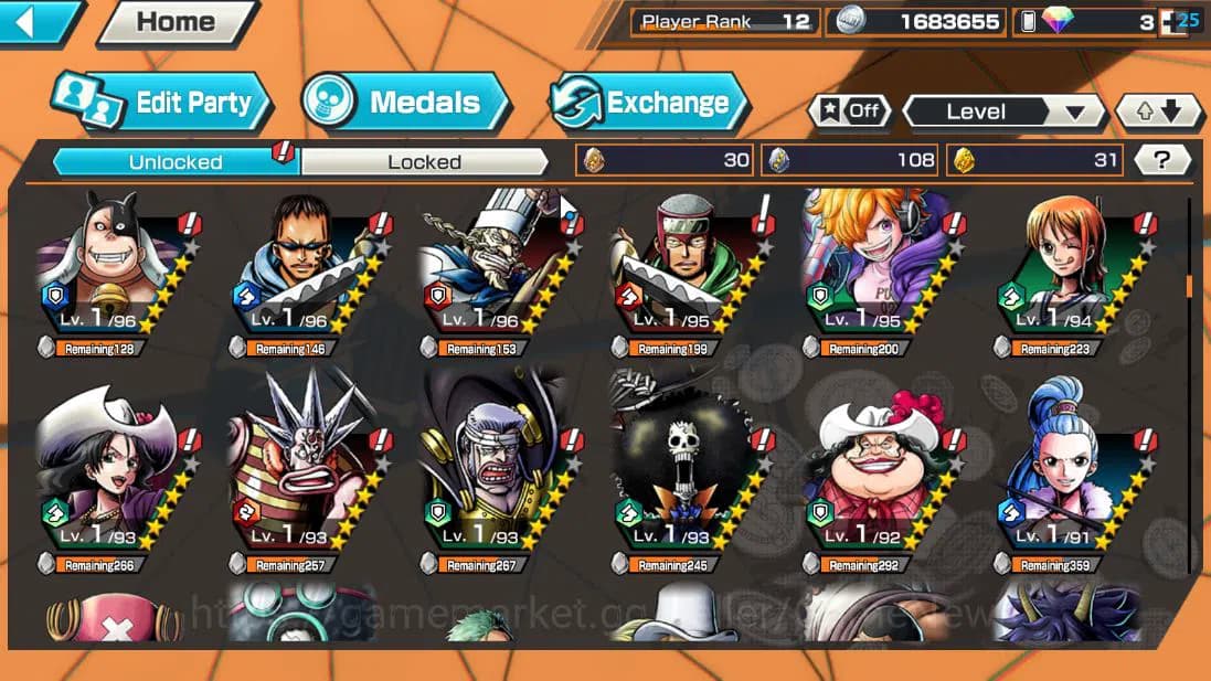 One Piece Bounty Rush Accounts Global|4 EX 1 MAX| Divine Departure Shanks, TFE Mo image 8