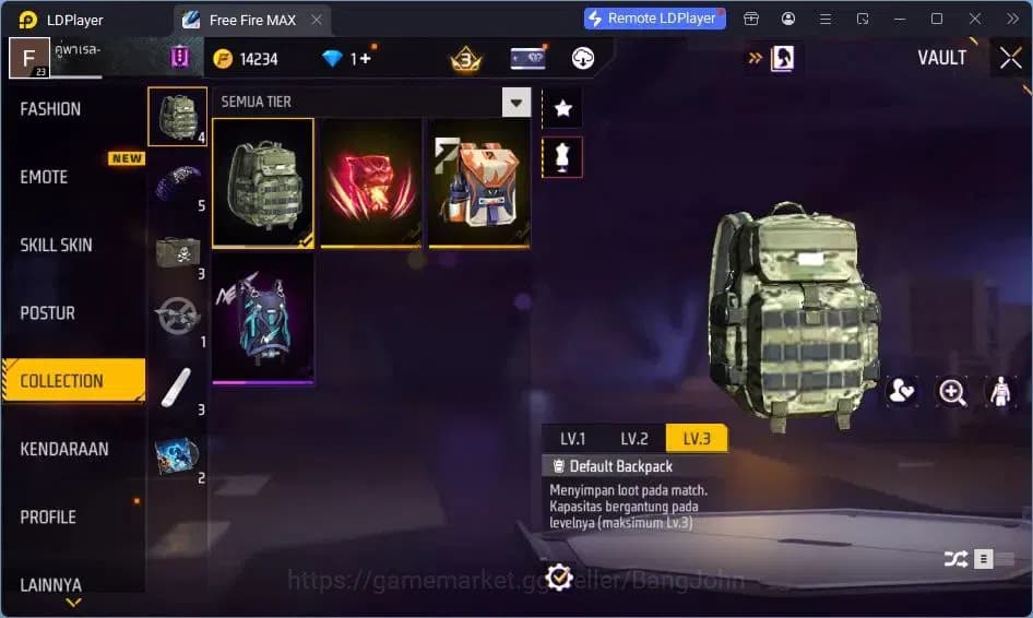 Free Fire Accounts Indonesia | Vault 15| SG Lumut | Tas Kepala Macan image 12