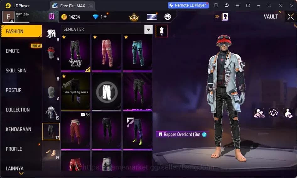 Free Fire Accounts Indonesia | Vault 15| SG Lumut | Tas Kepala Macan image 15