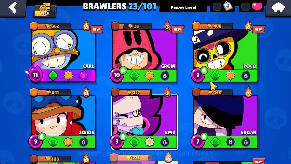 Brawl Stars Accounts 1879 Trophy|19K Bling|23 Brawler 1 Max Lv Myth Mor image 6