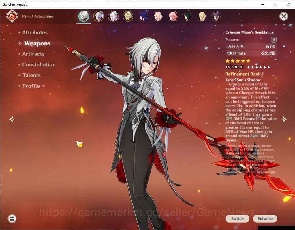 Genshin Impact Accounts ASIA |AR 57|8 Limit+5(*5WeP)|(Arlecchino)+Sign,Rai image 3