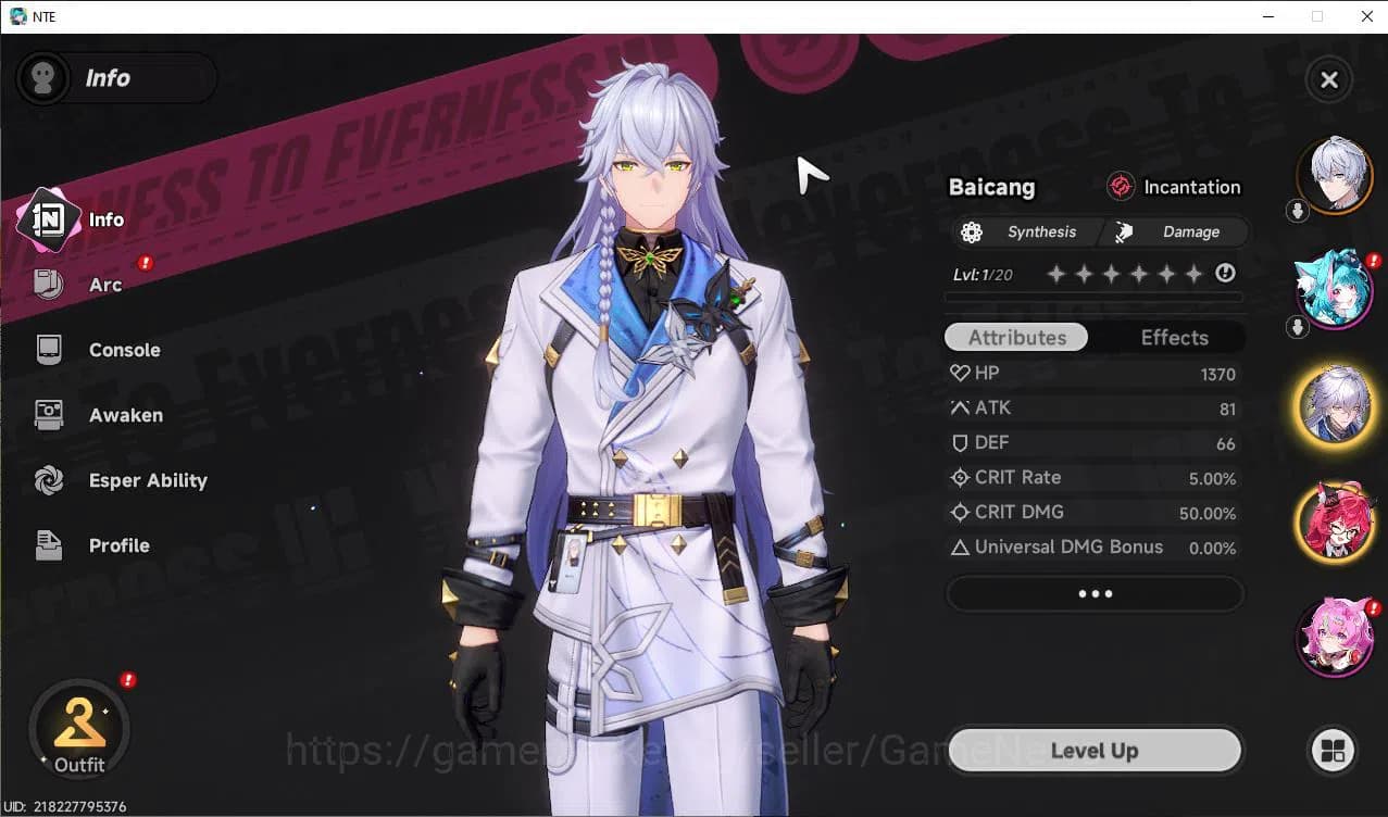 Neverness to Everness Accounts GLOBAL EU |HL 3| 2 SSR Limited Nanally, Baicang |5 image 2