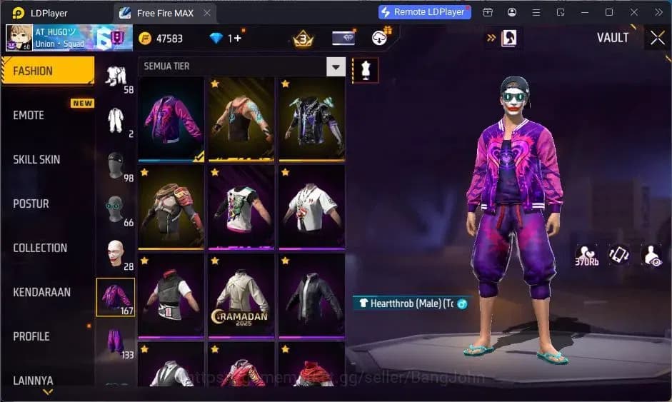 Free Fire Accounts Indonesia |Vault 167| 2 EVO (AK47,MP5)| M1887- Han image 17