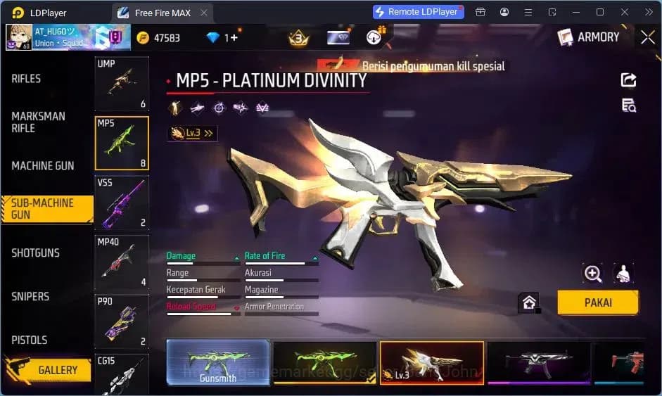 Free Fire Accounts Indonesia |Vault 167| 2 EVO (AK47,MP5)| M1887- Han image 3