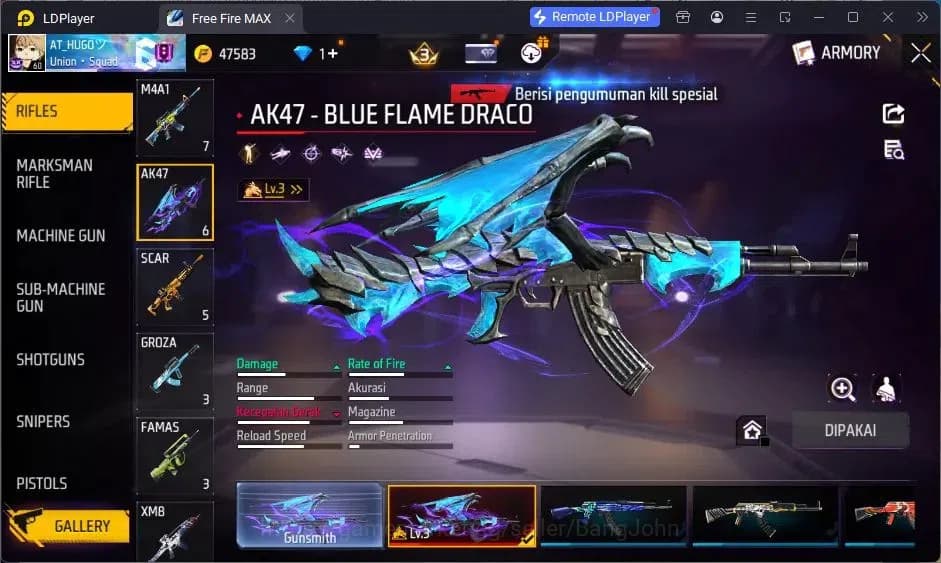 Free Fire Accounts Indonesia |Vault 167| 2 EVO (AK47,MP5)| M1887- Han image 4