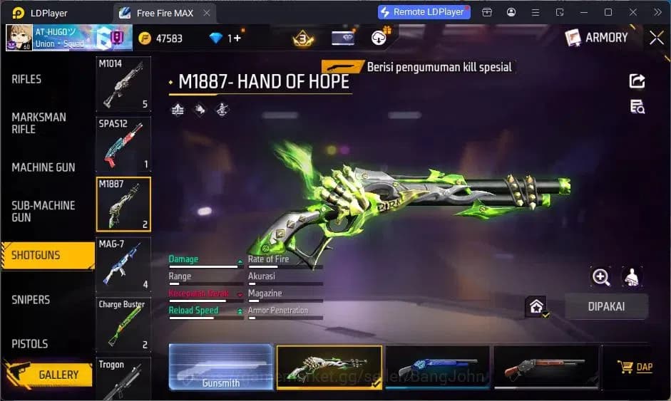 Free Fire Accounts Indonesia |Vault 167| 2 EVO (AK47,MP5)| M1887- Han image 5