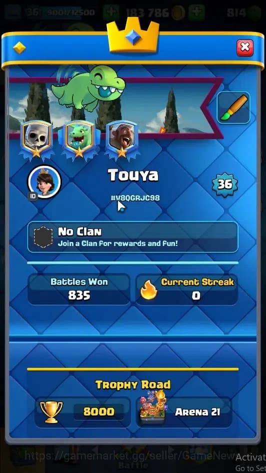Clash Royale Accounts Lvl 36|Trophy 8000|KTL 12|Limited Skin|Card 120|6 image 1