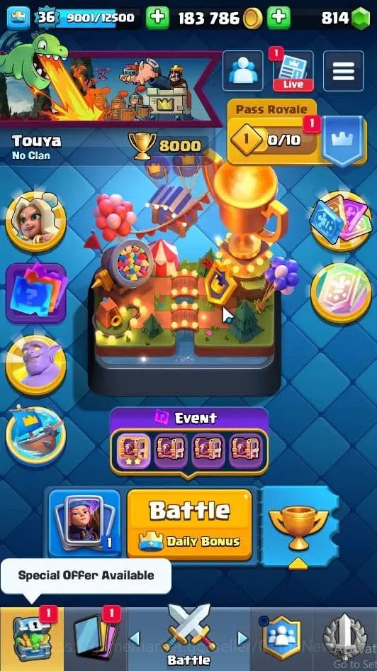 Clash Royale Accounts Lvl 36|Trophy 8000|KTL 12|Limited Skin|Card 120|6 image 2