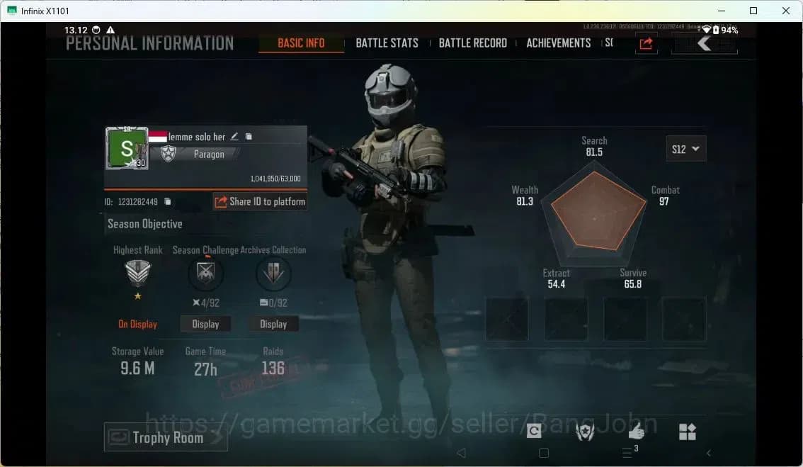 Arena Breakout Accounts MOBILE Lvl 30 |SV 9,6M|CV 6,5M|MORE SKIN,DECRE VSS image 1