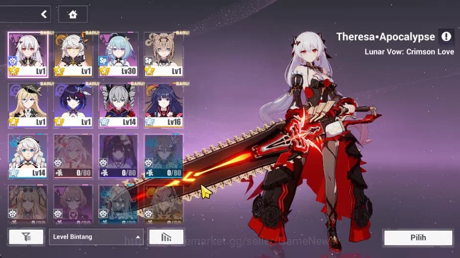 Honkai Impact 3rd Accounts SEA Lv 35|Lunar Vow Starter 4/4 Fullset New Astral image 1