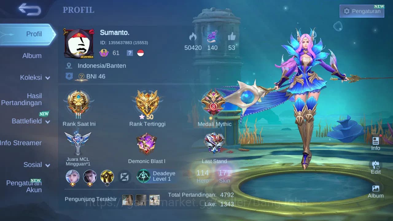 Mobile Legends: Bang Bang Accounts GLOBAL Hero 114 Skin 171 | CC Nata | Luckybox Odet image 17