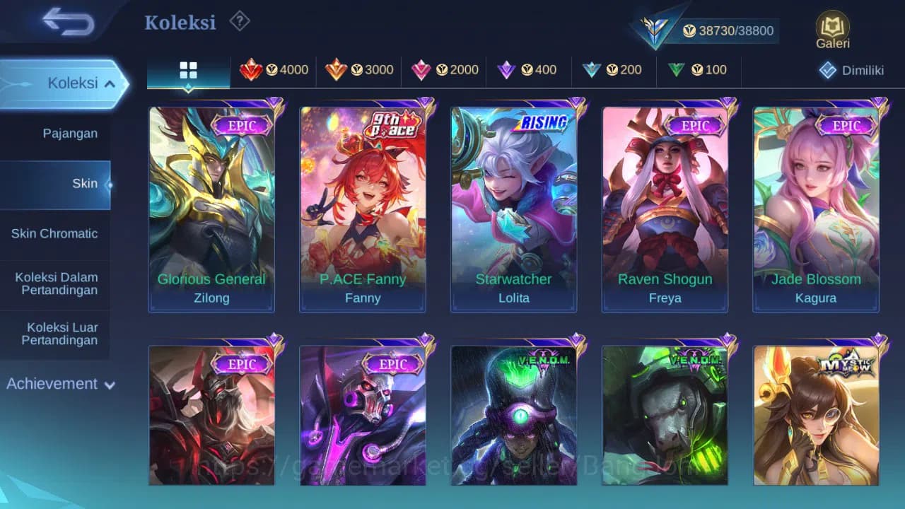 Mobile Legends: Bang Bang Accounts GLOBAL Hero 114 Skin 171 | CC Nata | Luckybox Odet image 3
