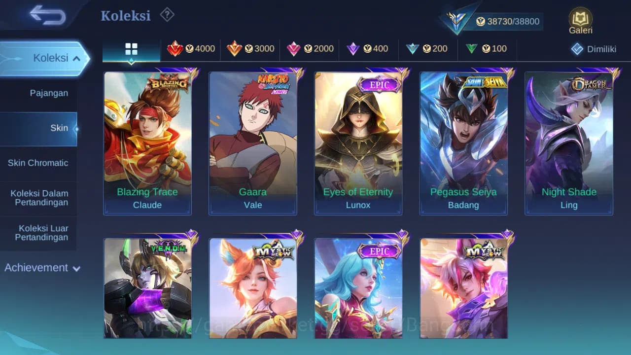 Mobile Legends: Bang Bang Accounts GLOBAL Hero 114 Skin 171 | CC Nata | Luckybox Odet image 6