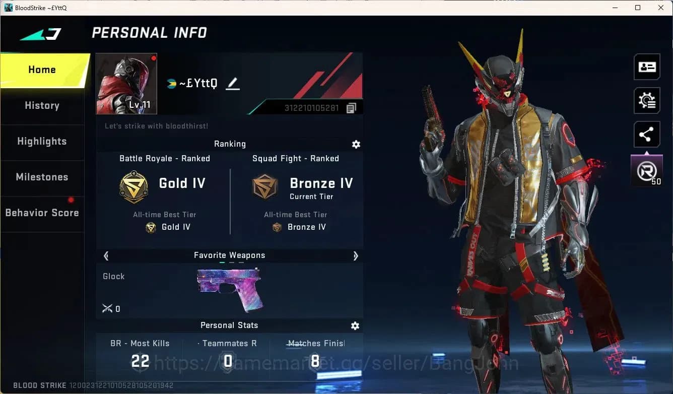 Blood Strike Accounts ASIA | 1 ULTRA Striker: ETHAN - Raid Mask | 4 Lege image 1