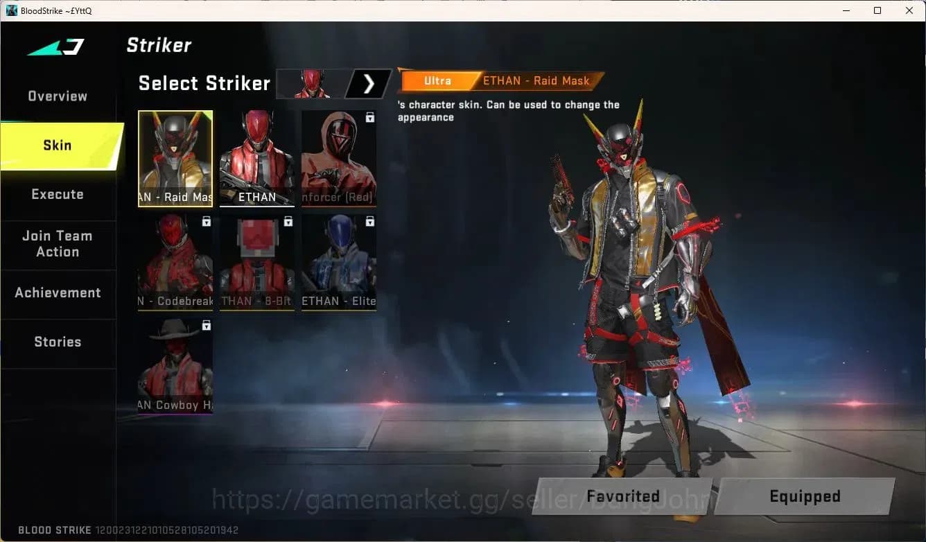 Blood Strike Accounts ASIA | 1 ULTRA Striker: ETHAN - Raid Mask | 4 Lege image 2