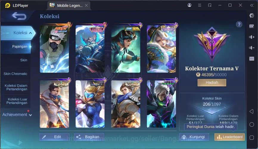 Mobile Legends: Bang Bang Accounts GLOBAL|Hero 116|Skin 206|Naruto Hayabusa,Kof Karin image 20