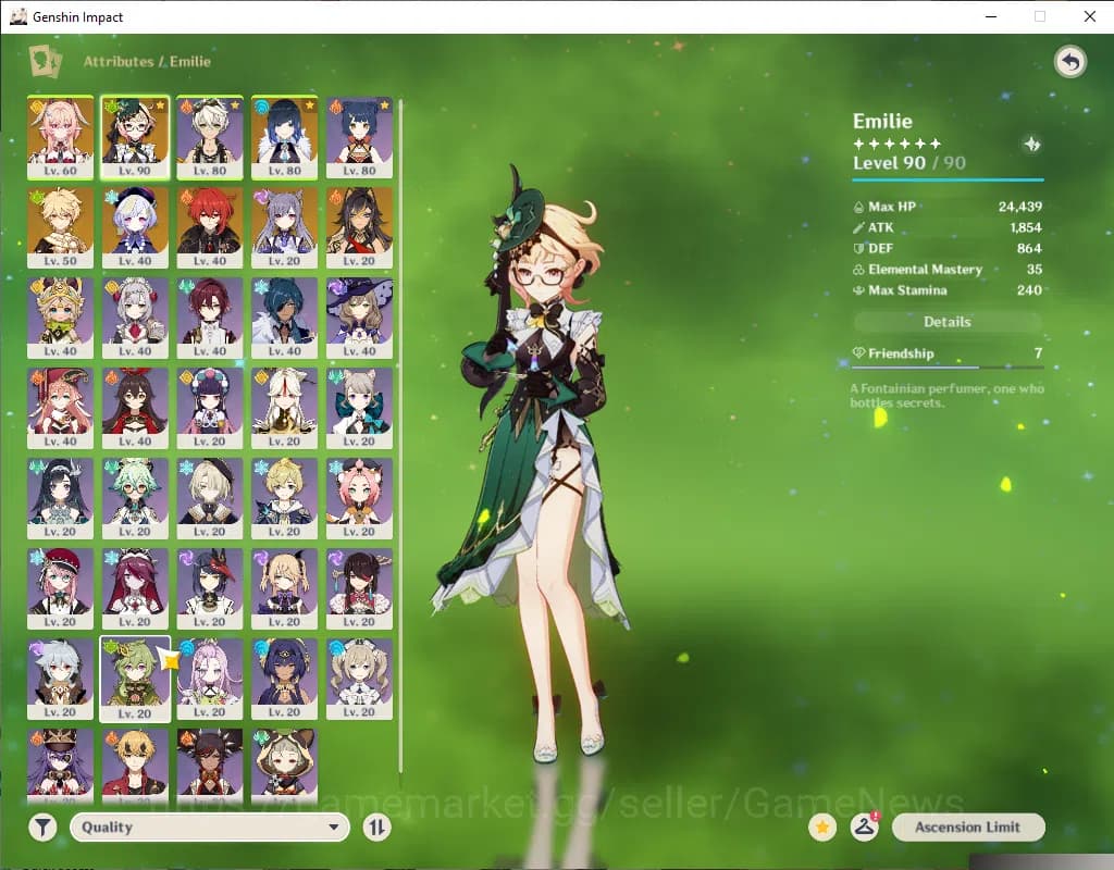 Genshin Impact Accounts ASIA|AR 53|3 Limited+4(*5Wep)|Emilie+Sign,Linnea,Y image 3