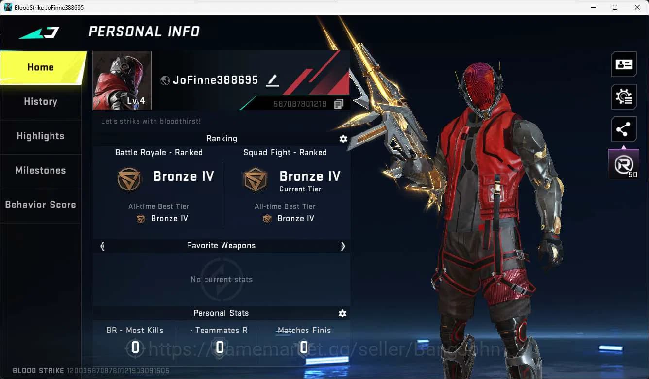 Blood Strike Accounts ASIA | STARTER ULTRA RANK BRONZE UMP45 BS102B image 1