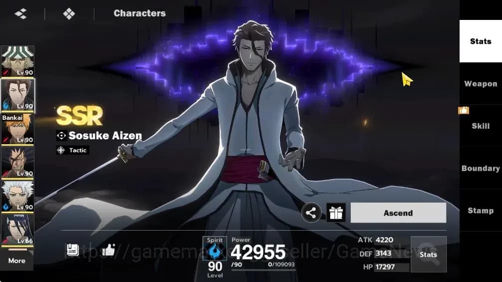 BLEACH: Soul Resonance Accounts NuverseSEA|LV 69|9 SSR [(AizenB1+SignG2,KisukeB2+S image 6