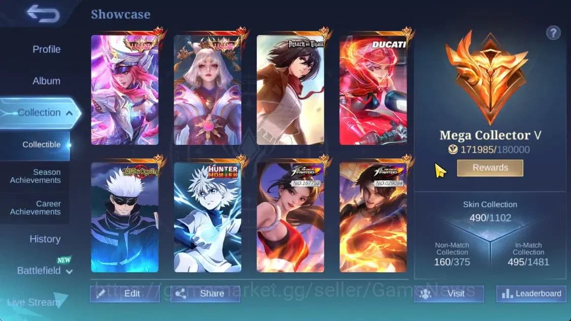 Mobile Legends: Bang Bang Accounts Hero 132|Skin 490|High Immo 165|Legend[Freya,Lunox image 3