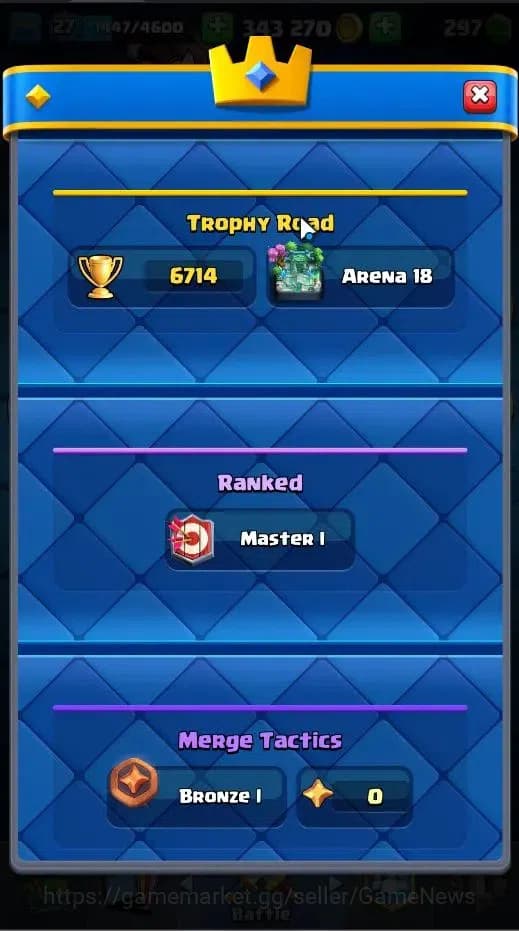 Clash Royale Accounts Lv 27|Trophy 6714|KTL 10|LimitedSkin|Card 105|1Her image 3