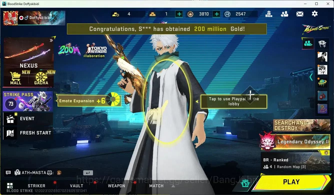 Blood Strike Accounts ASIA|MELE=KATAR-CLAW|COLLAB=QBZ95,KAR98K,AK47|ULTR image 1